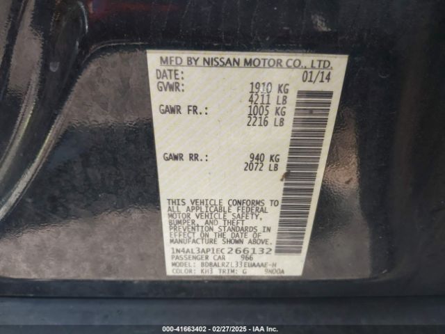1N4AL3AP1EC266132 Nissan Altima 2.5 S