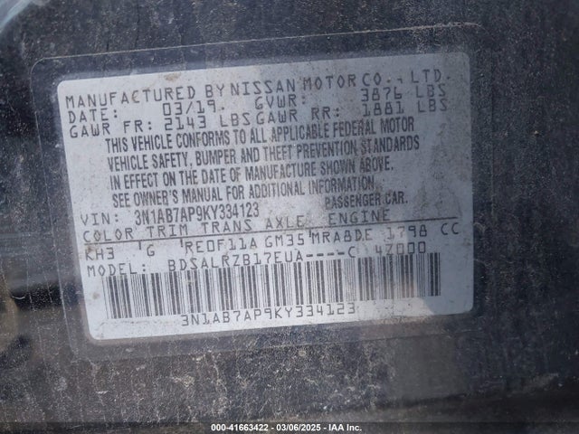 Nissan SENTRA SR 2019 3N1AB7AP9KY334123 Image 9