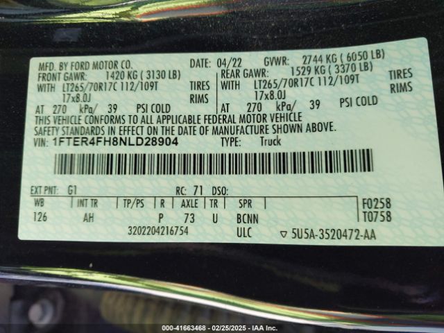 1FTER4FH8NLD28904 Ford Ranger Xlt