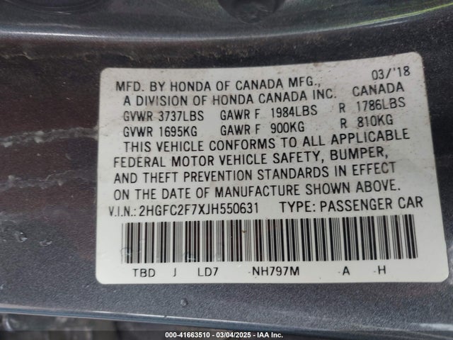 2HGFC2F7XJH550631 Honda CIVIC EX