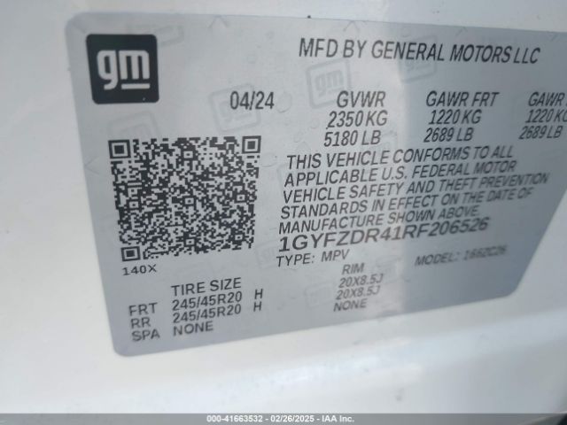 1GYFZDR41RF206526 Cadillac Xt4 Awd Premium Luxury