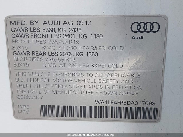 2013 AUDI Q5 WA1LFAFP5DA017098 Photo 8