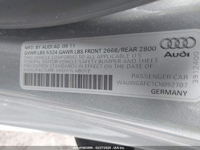 2012 AUDI A7 WAUWGAFC1CN052707 Photo 8