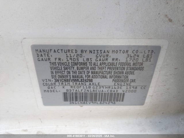 Nissan Versa Sv Xtronic Cvt 2021 3N1CN8EV9ML824298 Image 9
