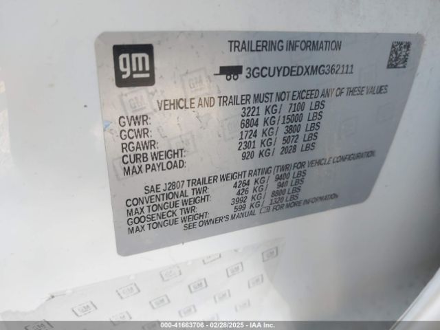 3GCUYDEDXMG362111 Chevrolet Silverado 1500 4wd  Short Bed Lt
