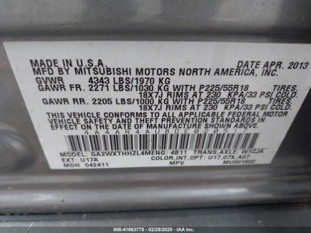 2013 MITSUBISHI OUTLANDER SPORT 4A4AR4AU8DE020517 Photo 8