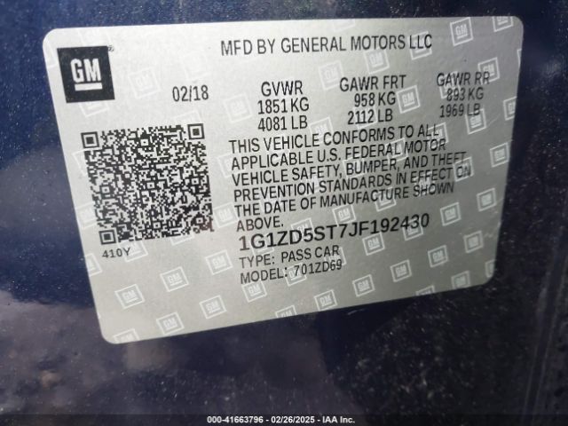 1G1ZD5ST7JF192430 Chevrolet MALIBU LT