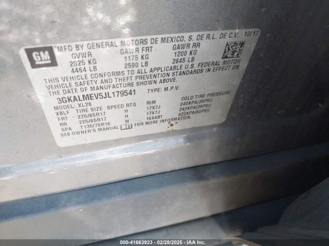 3GKALMEV5JL179541 GMC Terrain Sle