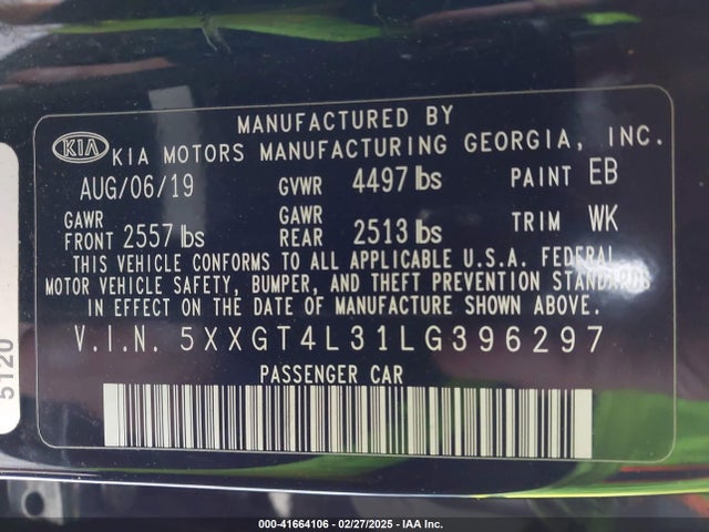 KIA Optima Lx 2020 5XXGT4L31LG396297 Image 9