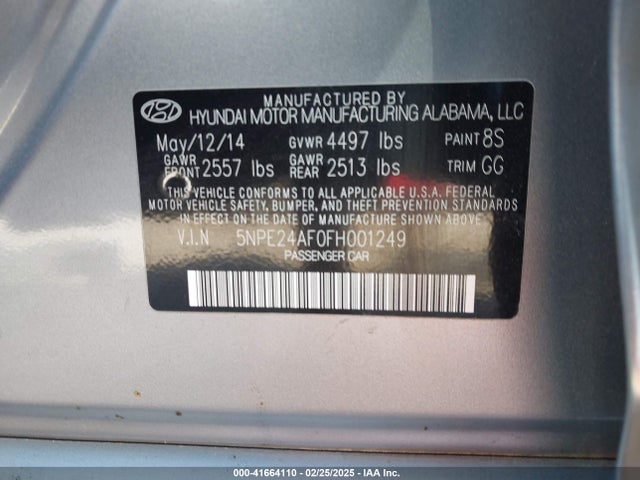 Hyundai SONATA SE 2015 5NPE24AF0FH001249 Image 9