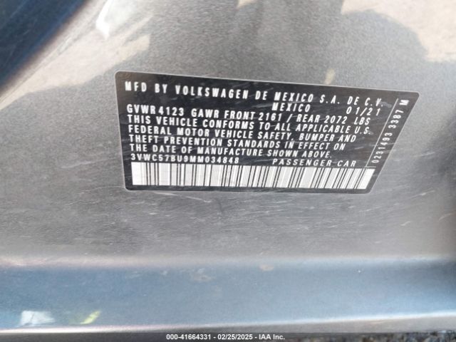 3VWC57BU9MM034848 Volkswagen Jetta 1.4t R-line/1.4t S/1.4t Se