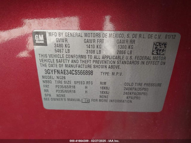 2012 CADILLAC SRX 3GYFNAE34CS566898 Photo 8