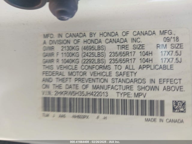 Honda CR-V LX 2018 2HKRW5H35JH422013 Image 9
