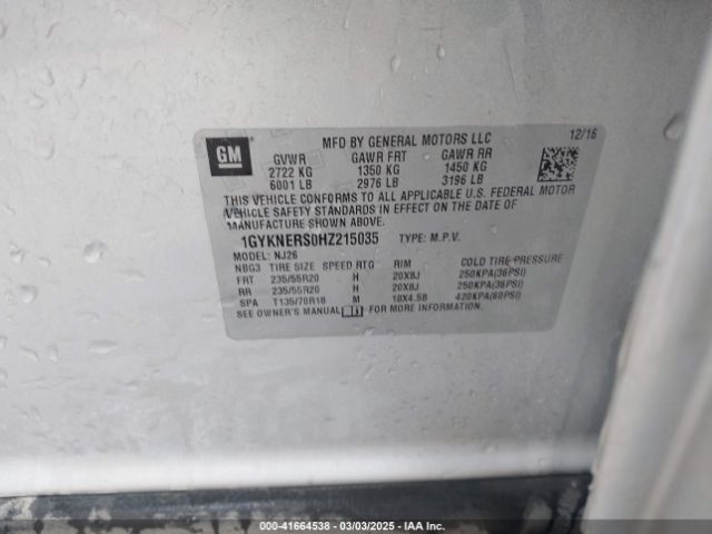2017 CADILLAC XT5 1GYKNERS0HZ215035 Photo 8