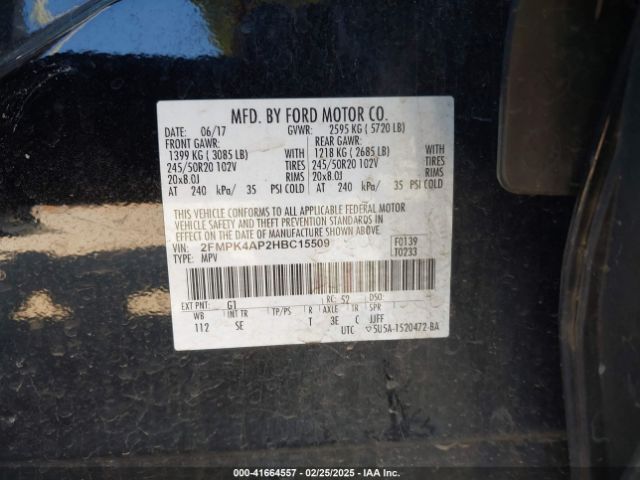 2FMPK4AP2HBC15509 Ford EDGE SPORT