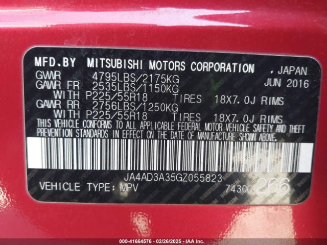 2016 MITSUBISHI OUTLANDER JA4AD3A35GZ055823 Photo 8