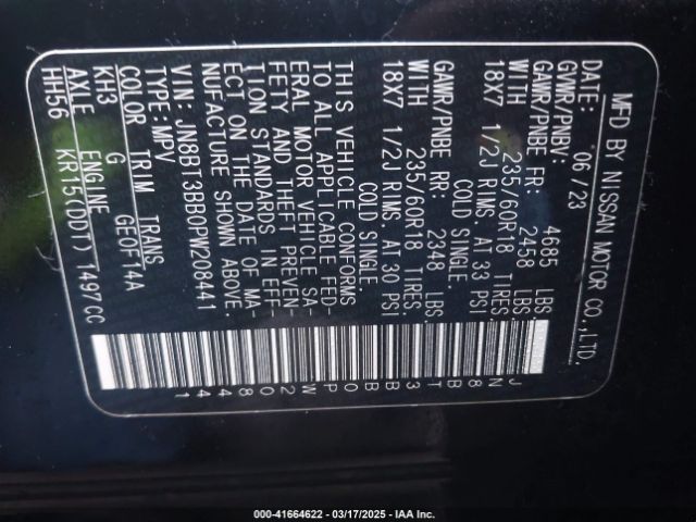 JN8BT3BB0PW208441 Nissan Rogue Sv Intelligent Awd