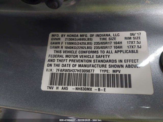 Honda CR-V LX 2017 7FARW5H37HE009877 Image 9