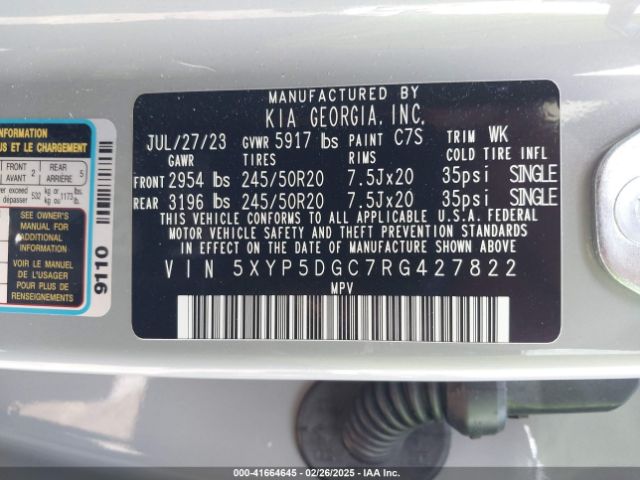 5XYP5DGC7RG427822 KIA Telluride Sx Prestige X-line