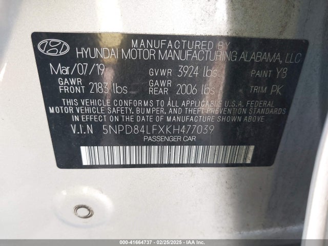 Hyundai ELANTRA SEL 2019 5NPD84LFXKH477039 Image 9