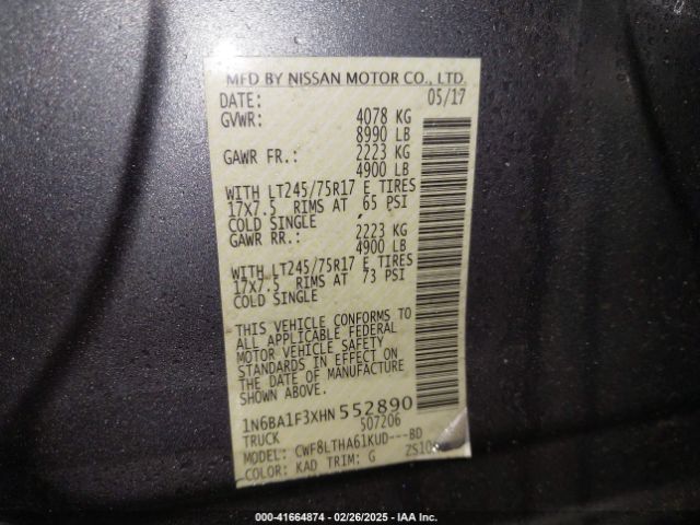 1N6BA1F3XHN552890 Nissan Titan Xd Sv Diesel