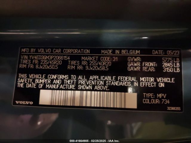 YV4ED3GM3P2066154 Volvo C40 Recharge Pure Electric Twin Ultimate