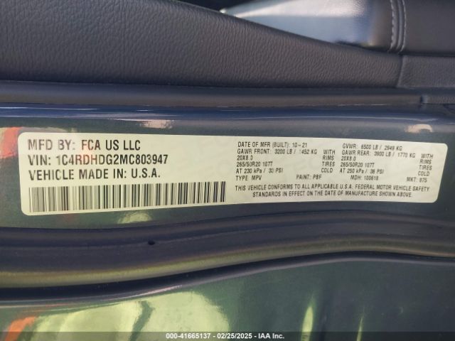 1C4RDHDG2MC803947 Dodge Durango Gt Plus Rwd