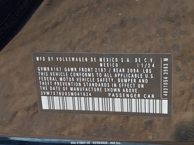 3VW7X7BUXSM041624 Volkswagen Jetta 1.5t Se