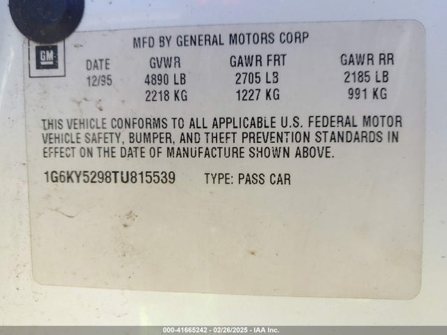 1996 CADILLAC SEVILLE 1G6KY5298TU815539 Photo 8