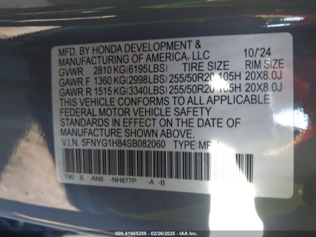 5FNYG1H84SB082060 Honda j35y8