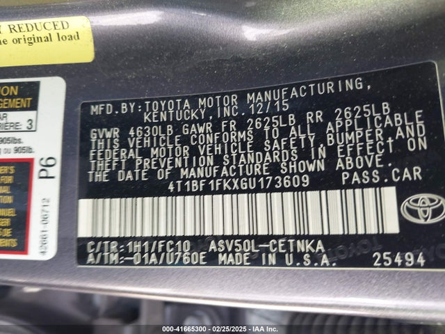 Toyota CAMRY LE 2016 4T1BF1FKXGU173609 Image 9