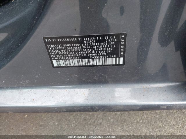 3VWC57BU4KM114877 Volkswagen Jetta 1.4t R-line/1.4t S/1.4t Se