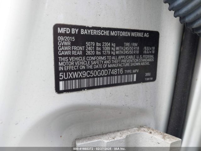 2016 BMW X3 5UXWX9C50G0D74816 Photo 8