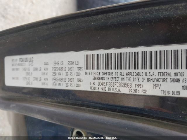 1C4RJFBG1FC869568 Jeep Grand Cherokee Limited