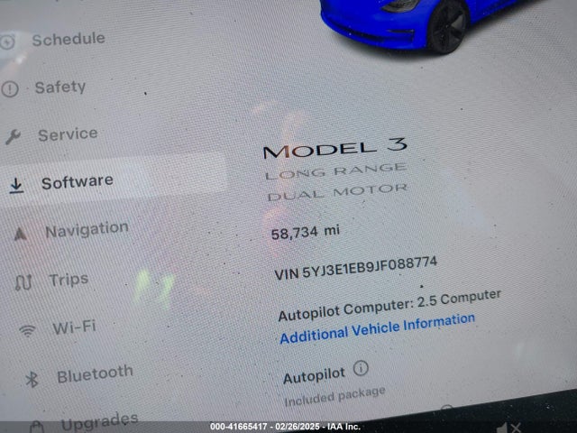 5YJ3E1EB9JF088774 Tesla Model 3 Long Range/performance