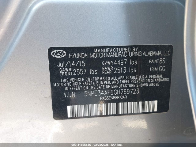 5NPE34AF6GH269723 Hyundai Sonata Sport