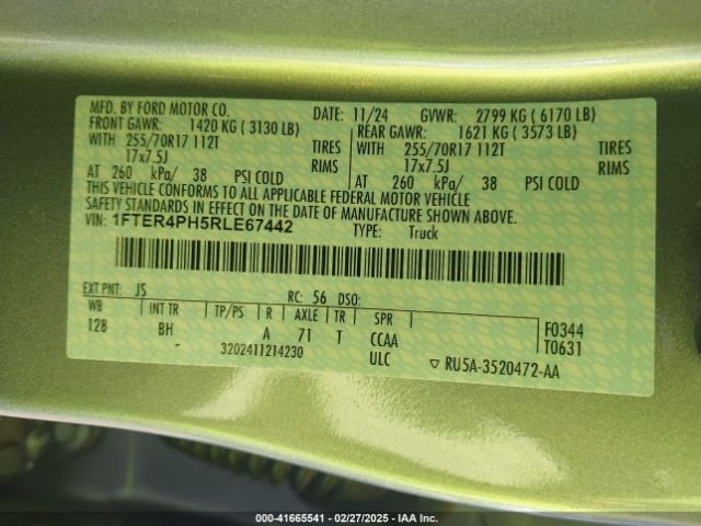 1FTER4PH5RLE67442 Ford RANGER XL