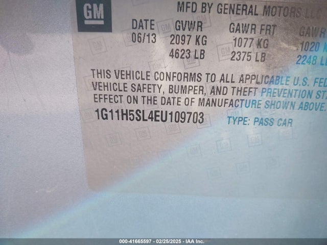 Chevrolet Malibu 1lz 2014 1G11H5SL4EU109703 Image 9