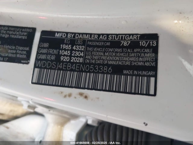 WDDSJ4EB4EN053386 Mercedes-Benz CLA 250