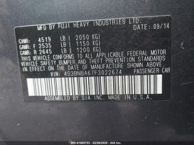 4S3BNBA67F3022674 Subaru Legacy 2.5i