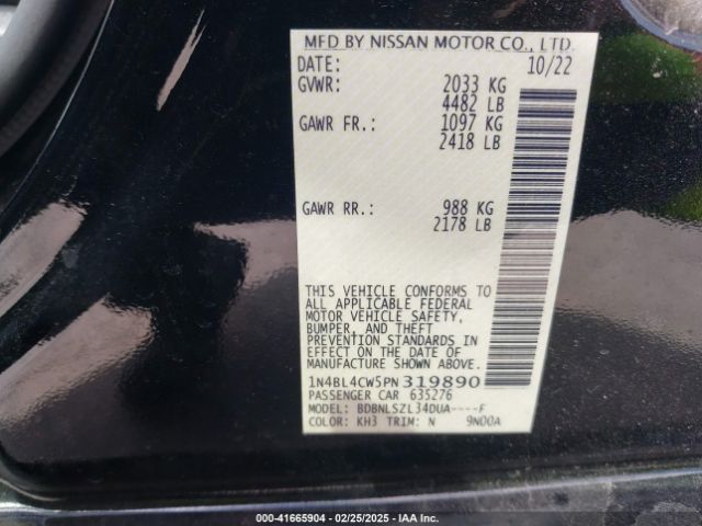 1N4BL4CW5PN319890 Nissan Altima Sr Intelligent Awd
