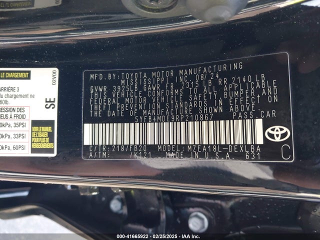 5YFB4MDE9RP210867 Toyota COROLLA LE