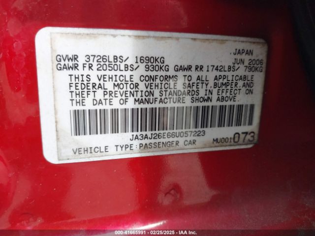 2006 MITSUBISHI LANCER JA3AJ26E66U057223 Photo 8