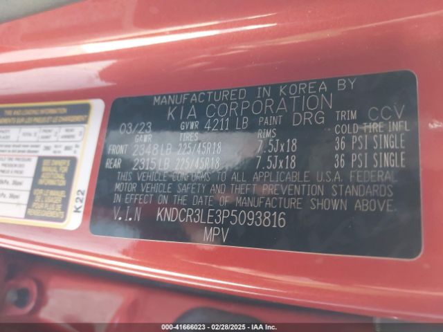 KNDCR3LE3P5093816 KIA Niro Ex Touring