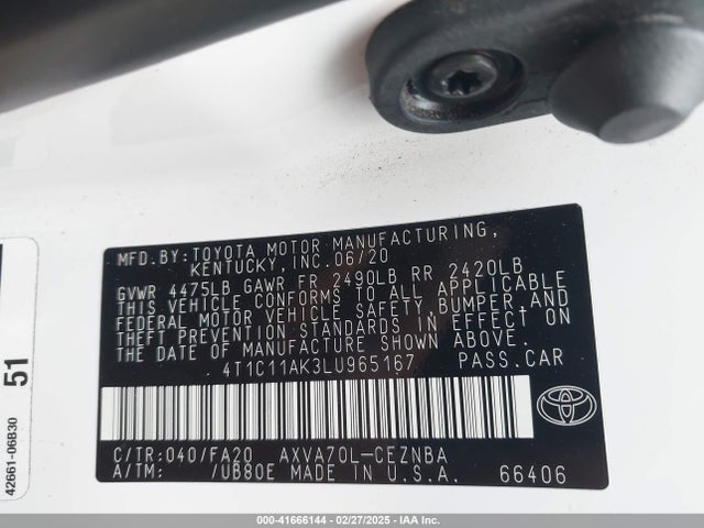 4T1C11AK3LU965167 Toyota CAMRY LE