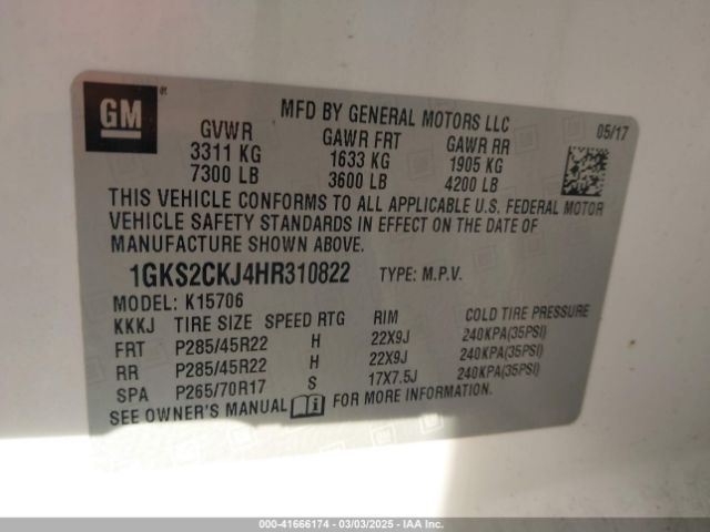 1GKS2CKJ4HR310822 GMC YUKON DENALI