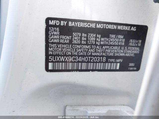 2017 BMW X3 5UXWX9C34H0T20318 Photo 8