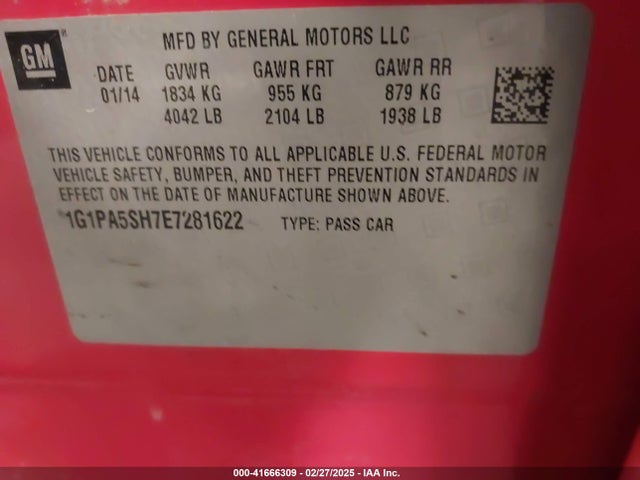 1G1PA5SH7E7281622 Chevrolet Cruze Ls Auto