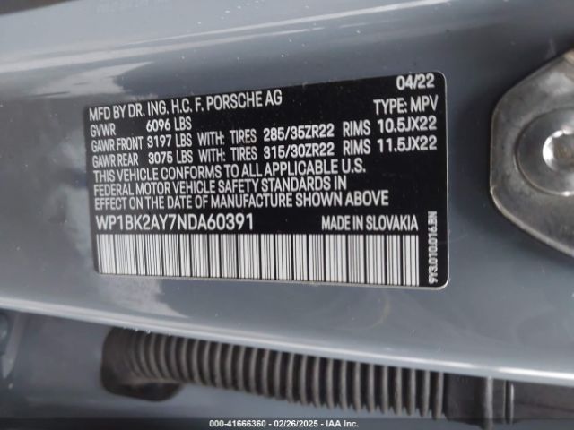 2022 PORSCHE CAYENNE COUPE WP1BK2AY7NDA60391 Photo 8