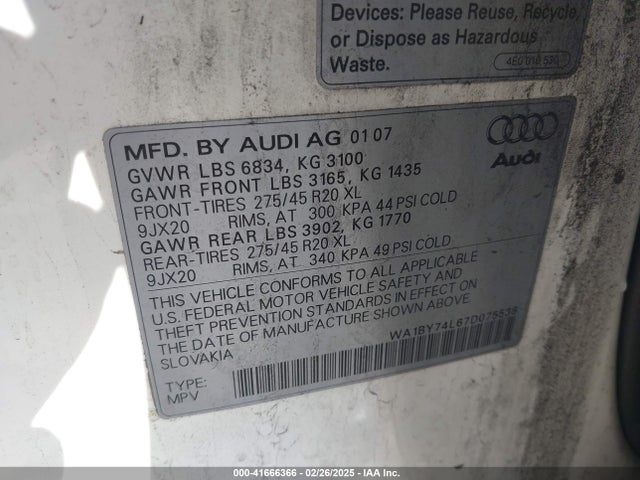 2007 AUDI Q7 WA1BY74L67D075538 Photo 8